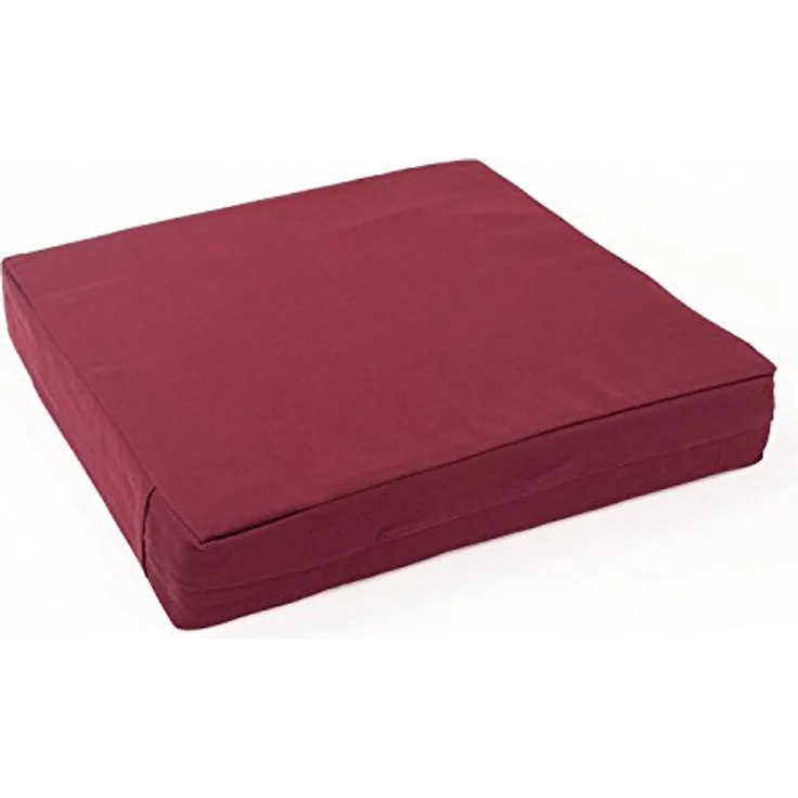 Bodhi MANDIR Kissen quadratisch, Kokosfaser-Füllung, abnehmbarer Baumwollbezug, 46 x 46 x 7,5 cm, bordeaux-rot