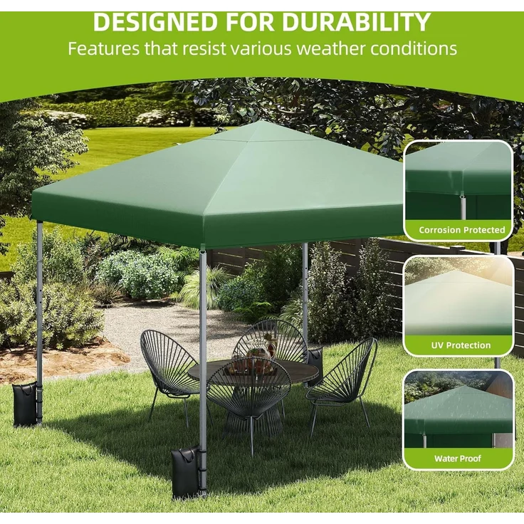 DWVO Pavillon 3x3M | 4er Set Sandsäcke, Pop Up Faltpavillon stabil & höhenverstellbar UV Schutz 50+,Gartenzelt Partyzelt für Terrasse Strand Camping Markt Festival Hellgrün verbessert – Bild 5
