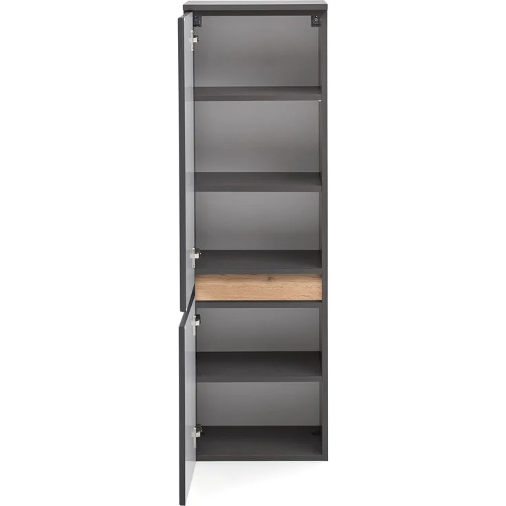 Badschrank 40 cm breit VIDAGO-03 in graphit mit Absetzung in Wotan Eiche Nb, B/H/T: ca. 40/130/35 cm – Bild 5