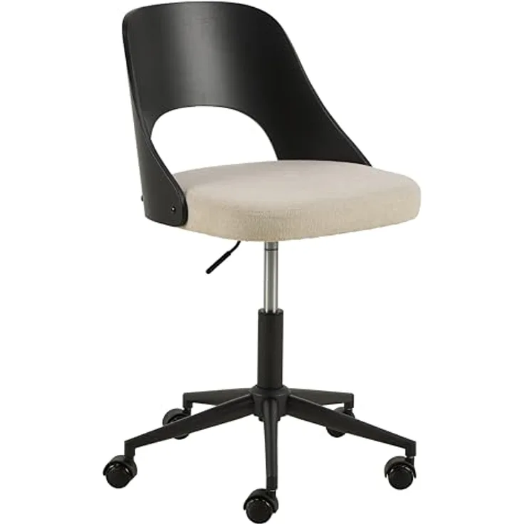 MID.YOU Mid.you Drehstuhl, Schwarz-Beige, Metall/Textil, FSC Mix, 48x89x55.5 cm, Arbeitszimmer