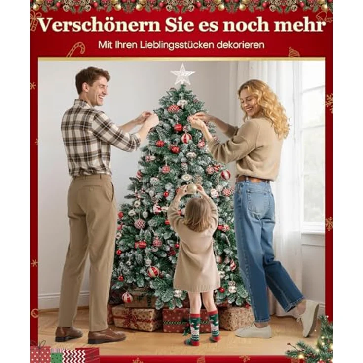 Yorbay Künstlicher Weihnachtsbaum Künstlicher Tannenbaum mit Schnee, Kiefernzapfen, mit Ständer, Weihnachtsbaum Christbaum für Weihnachten-Dekoration – Bild 10