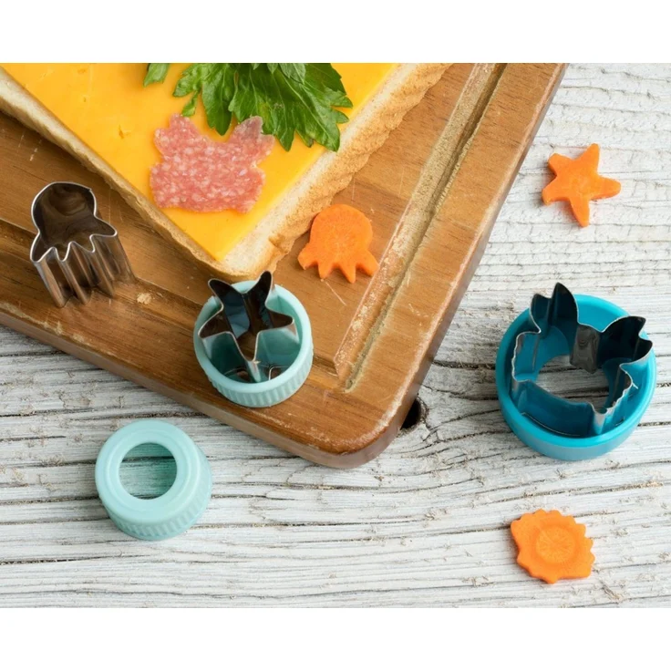 LEKKABOX Ausstechform 6er Set Gemüse Obst Mini Edelstahl Ausstecher klein Anti-Rutsch Griff, Hervorragend zum Ausstechen von Käse, Obst, Gemüse & Co. – Bild 4