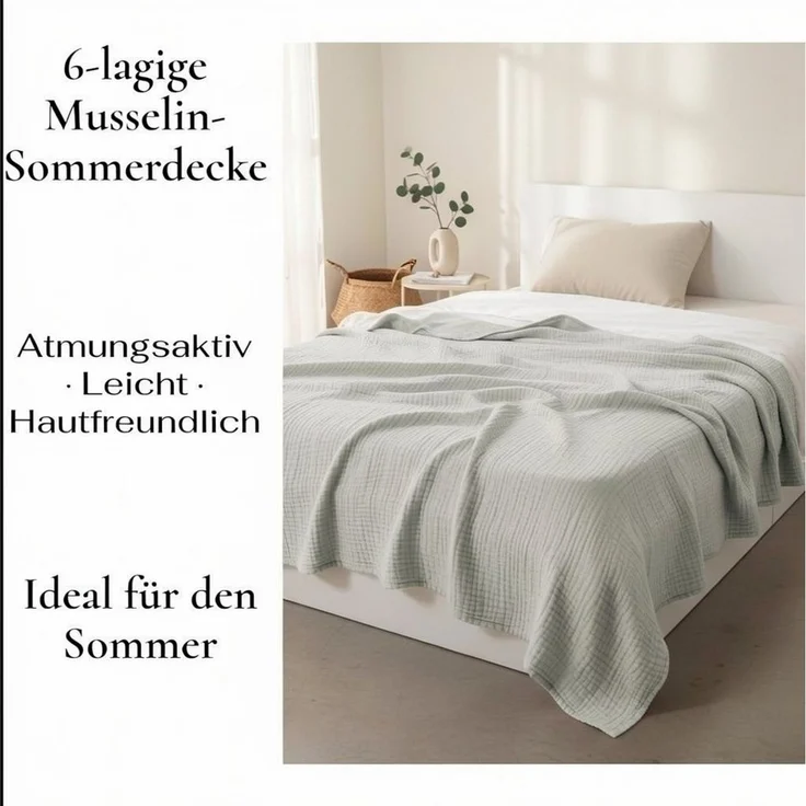 Wohndecke Musselin Decke, JASLIFE, Sommerdecke,100% Baumwolle – Bild 4