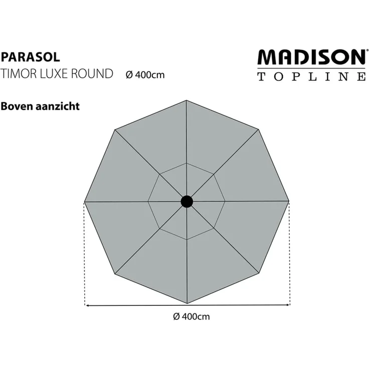 Madison TIMOR Sonnenschirm Kurbelschirm Gartenschirm Ø400cm grau – Bild 6