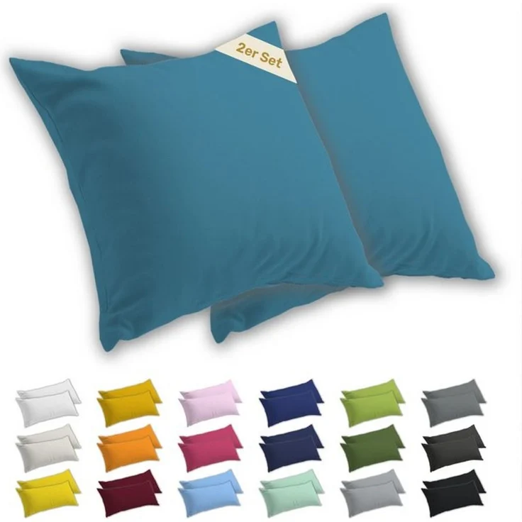 Lavea Kissenbezug 2er Set Kissenhülle Jersey, 100% Baumwolle, Kissenbezüge, (2 Stück), allergikerfreundlich - sicherer YKK-Reißverschluss - waschbar 60°C – Bild 3