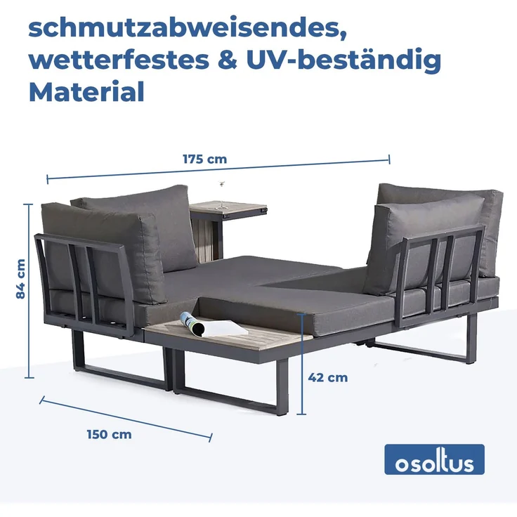 osoltus Aluminium Lounge Set Sofa Ecklounge Gartenlounge Delft Grau – Bild 3