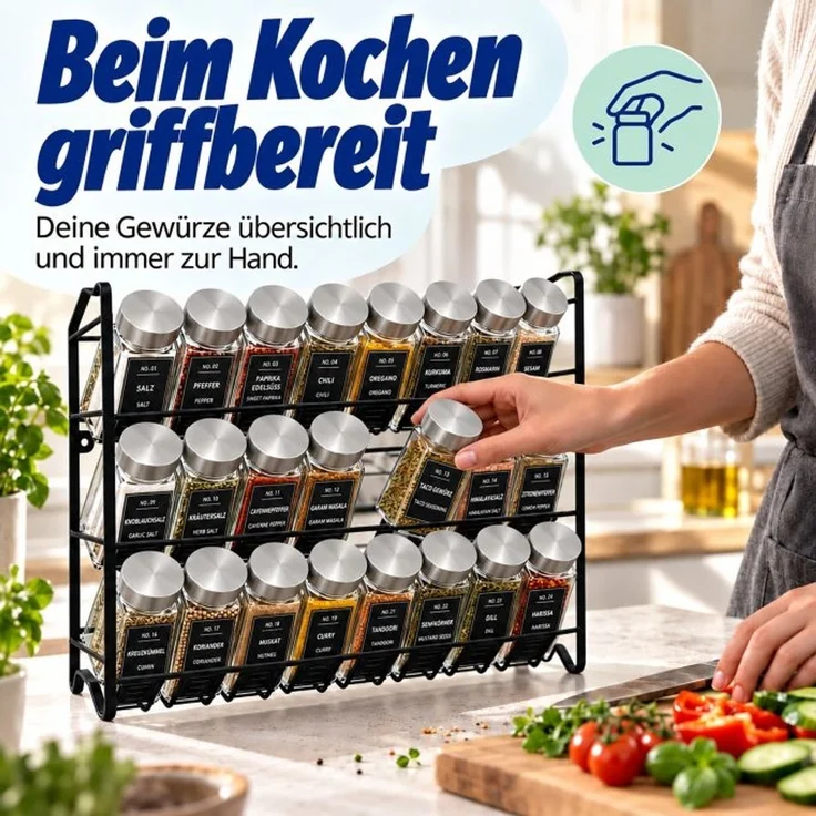 Relaxdays Gewürzregal mit 24 Gewürzgläsern – Bild 2