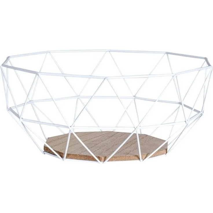 Levandeo® Dekoschale, Korb Weiß Metall 26x12cm Modern Holz Braun Schüssel Schale Deko – Bild 4
