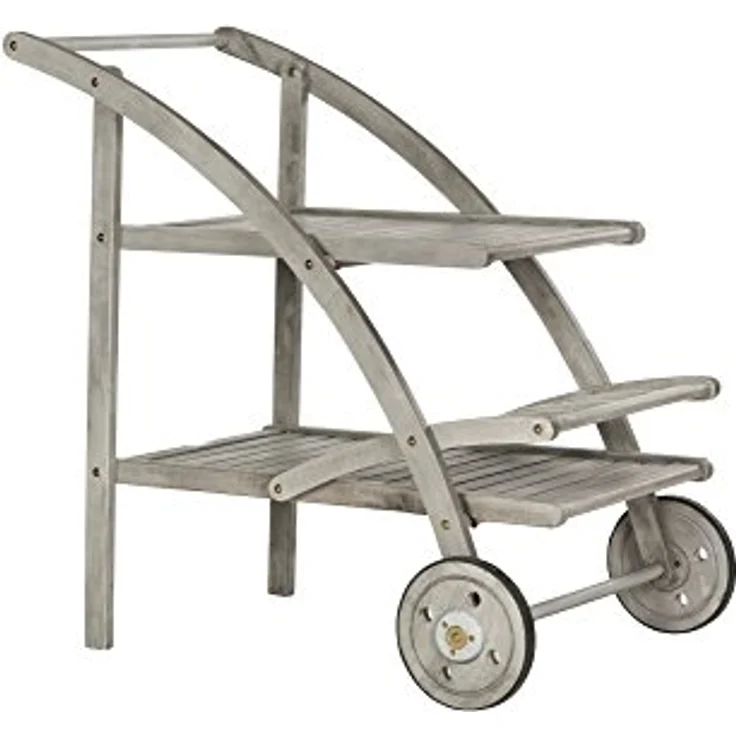 SAFAVIEH Outdoor Tea Trolley - 2 Tier, in Grey Wash and Beige – Bild 4
