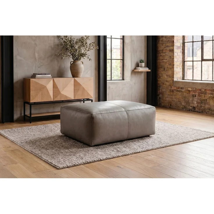 KAWOLA Polsterhocker CELESTE Hockerbank Leder grau 48 x 80 x 120 cm – Bild 1