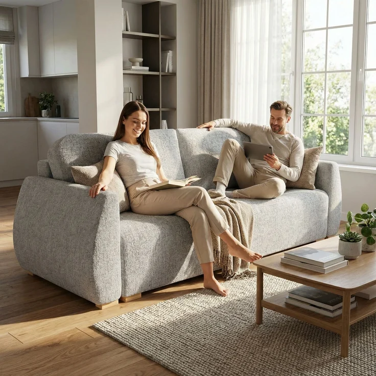 Wohnero 24 Delle Premium Schlafsofa 221x93 cm mit Bettkasten & DL-Funktion – 191x142 cm Liegefläche, 3-Sitzer Sofa mit Bonellfeder - Neve 80 – Bild 1