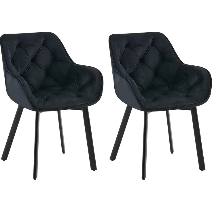 CLP 2er Set Drehbarer Esszimmerstuhl Antigo Samt,schwarz
