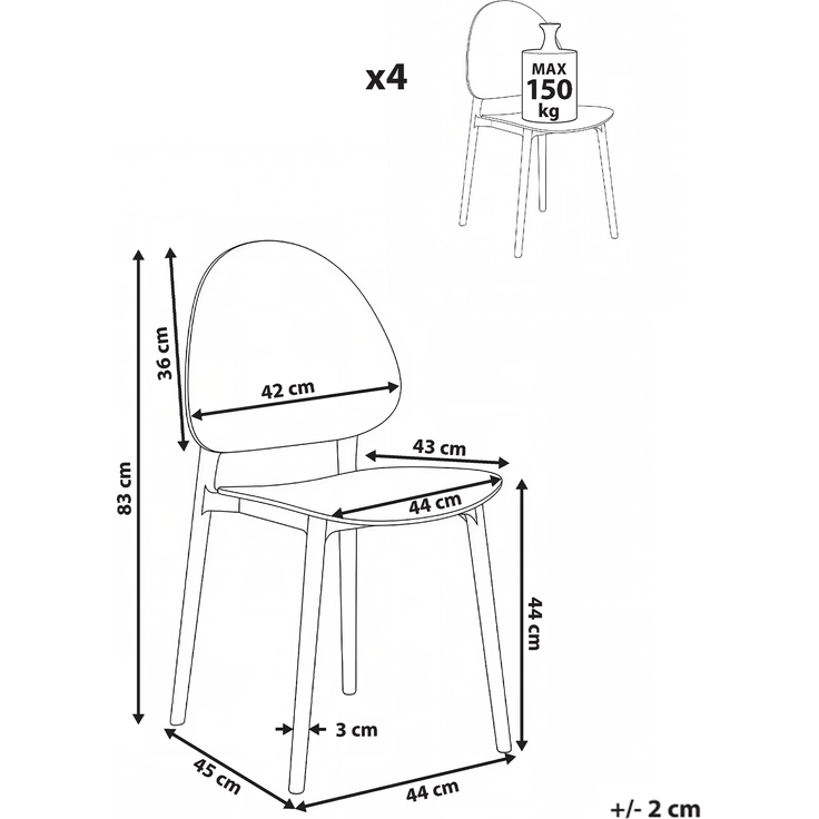 Gartenstuhl 4er Set CEARA Braun – Bild 2