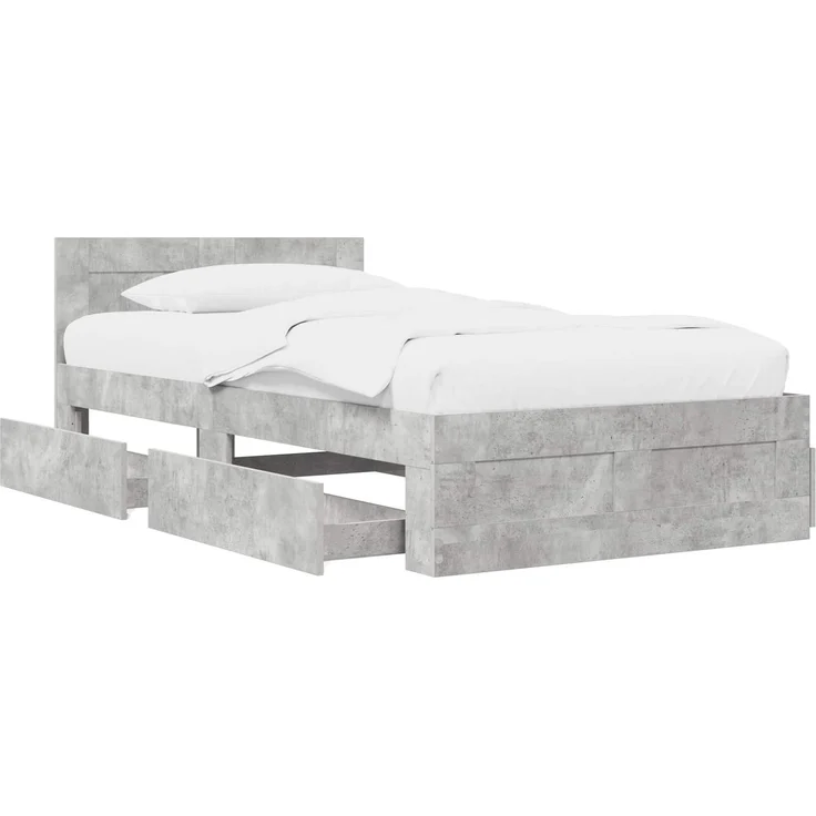 vidaXL Bettrahmen mit Schubladen 2 stk. Betongrau Holzwerkstoff 3429682 – Bild 4