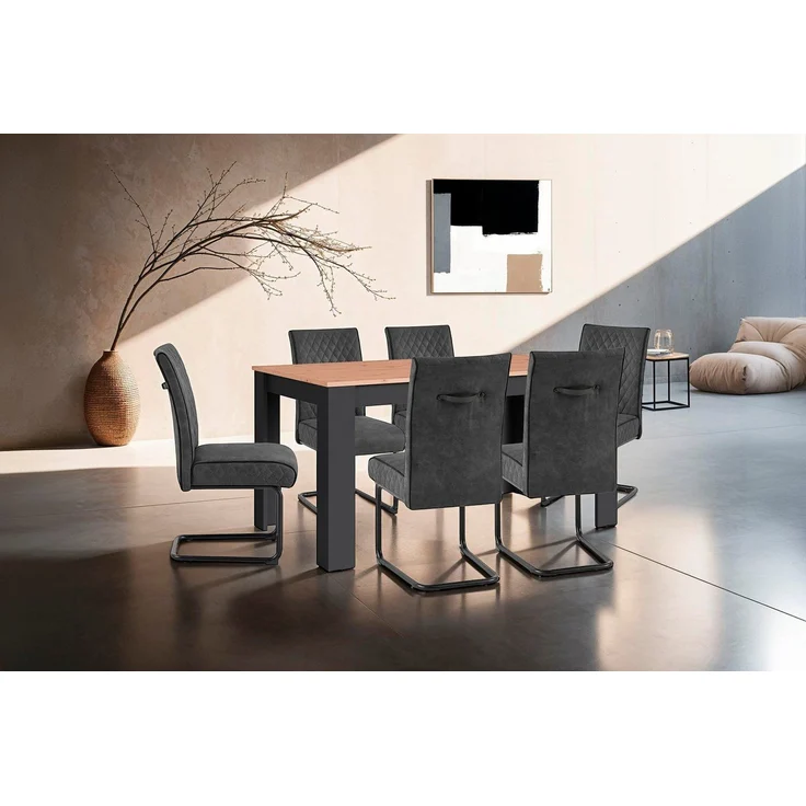 byLIVING Esstisch NORI/Moderner Küchentisch in Eiche-Optik/Untergestell Melamin anthrazit/Großer Tisch / 160x90, H 75 cm – Bild 2