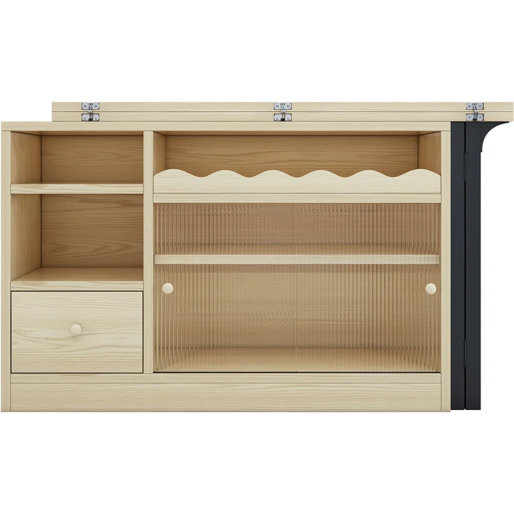 Klappbarer Esstisch mit Stauraum & 360° Drehfunktion, 73,5x40x120 cm, Natur/Schwarz – Bild 8