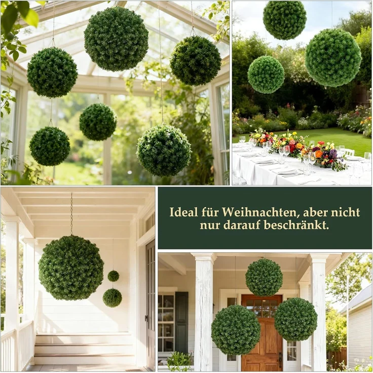 SALCAR DIY Weihnachtskugel 40 cm, Grüne PVC Kugel zum Hängen für Weihnachtsdekoration – Perfekt für Eingangsbereich, Esszimmer und Garten – Bild 6