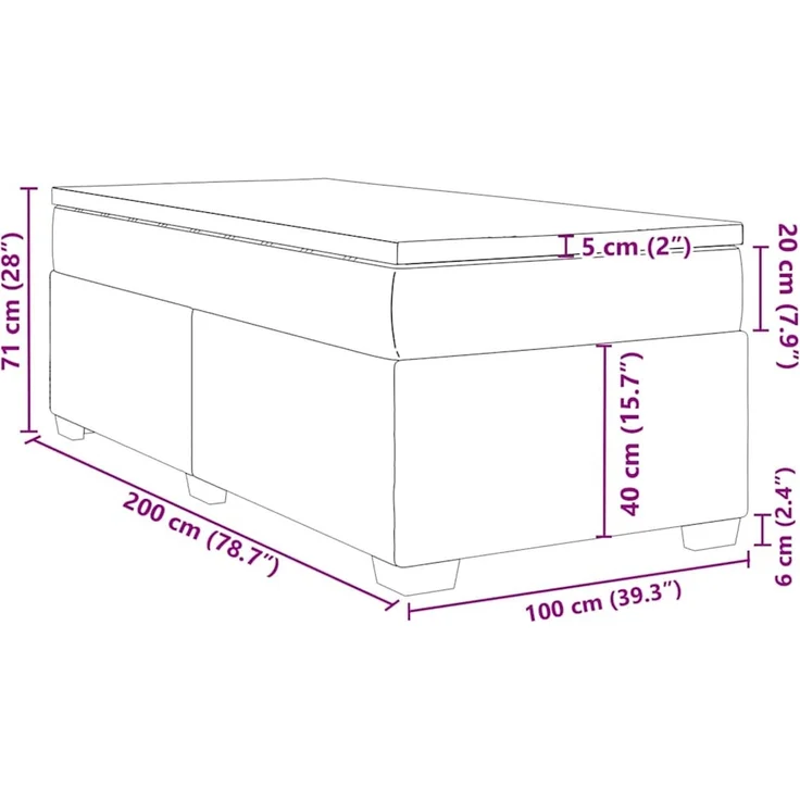 vidaXL Boxspringbett mit Matratze Dunkelgrün 100x200 cm Samt 3285266 – Bild 12