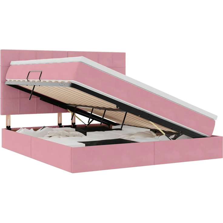 vidaXL LED-Speicherbett mit Matratze Rosa 160 x 200 cm Samt 3372680 – Bild 2
