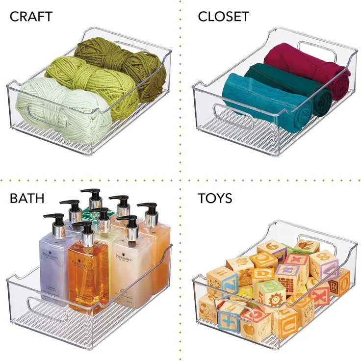 4er Set Kühlschrank Aufbewahrungsbox Griffe Gefriertruhe mDesign transparent – Bild 6
