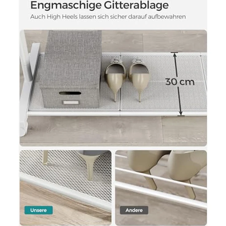 SONGMICS Kleiderständer, Kleiderstange auf Rollen, Garderobenständer Metall, Rollgarderobe 91 cm breit, mit Ablage, 2 Rollen mit Bremse, Stange bis 40 kg belastbar, weiß HSR025W01 – Bild 7