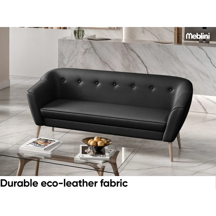 MEBLINI Sofa-Set DORIS 3+2 - Creme Kunstleder - für Wohnzimmer - Mini Lounge für fünf Personen - Küchensofa - Sofa Klein - Sitzgarnitur - Polstergarnitur - Sofagarnituren – Bild 3