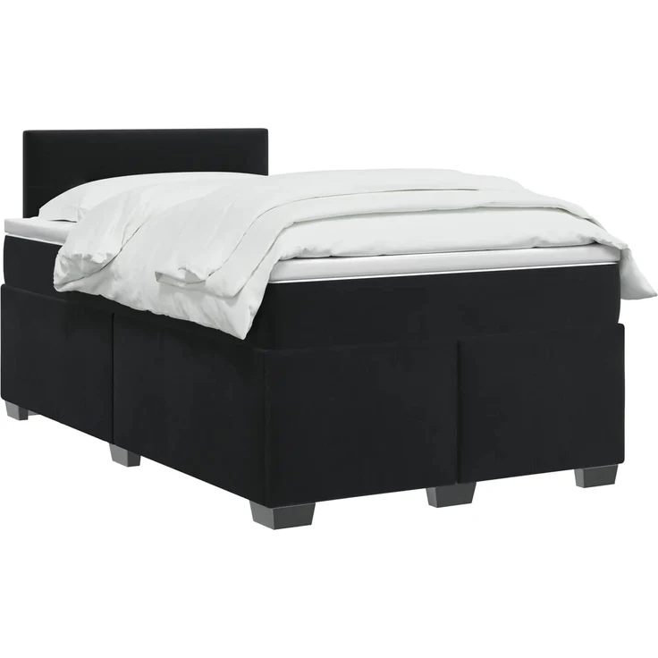 vidaXL Boxspringbett mit Matratze Schwarz 120 x 190 cm Samt 3450676 – Bild 3