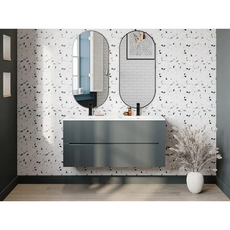 Vente-unique - PAVANI Waschbeckenmöbel Holz, Platte Grau - B 45,5 cm x H 55 cm x L 120 cm – Bild 2