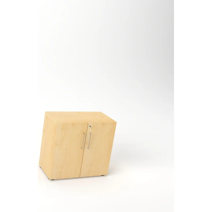 Rheinland Möbel Flügeltürenschrank Cabino 80×42×75 cm – abschließbarer Aktenschrank 2OH in Ahorn mit 110° Drehtüren & Metallgriff