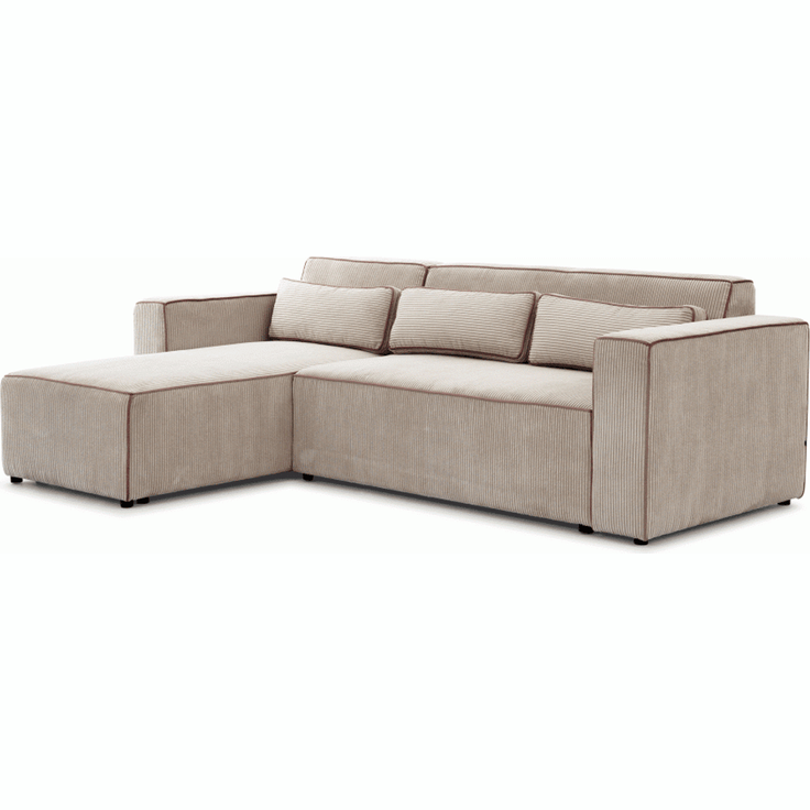 Ecksofa Schlafsofa inkl. Sessel WALDO Stoff Poso Beige Ottomane Links – Bild 7