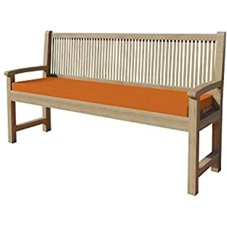chilly pilley Bankkissen Bankauflage Polsterauflage Reißverschluss mit Schlaufen Kissen für Gartenbank Gartenbankauflage für Gartenmöbel Sitzkissen & Rückenkissen Outdoor (120 x 40 x 5 cm, Orange) – Bild 1