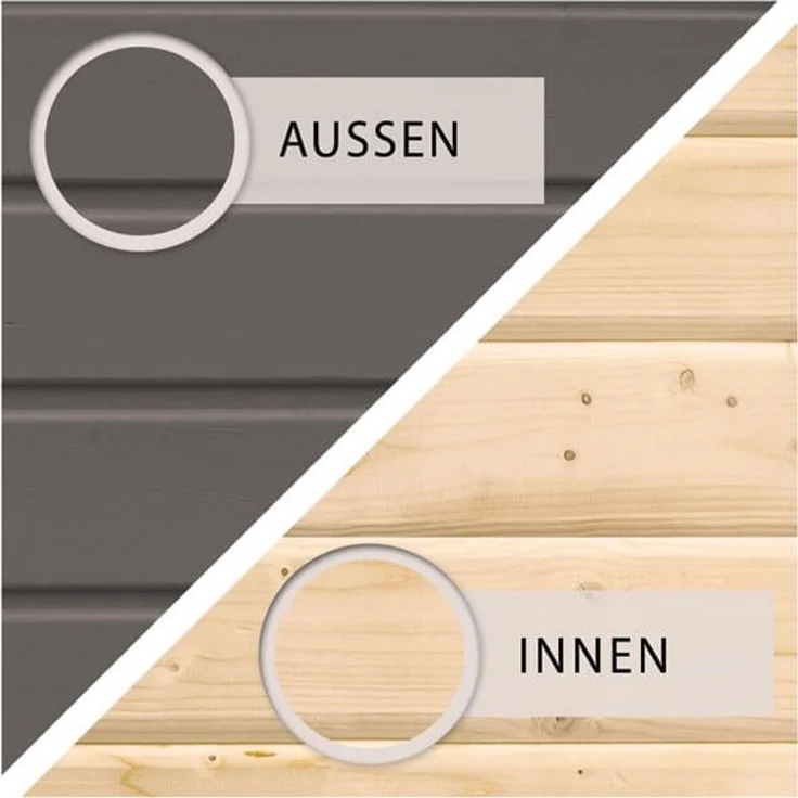 Gartenhaus Northeim 3 - 309x309 cm, 38 mm Holz terragrau, Karibu – Bild 5