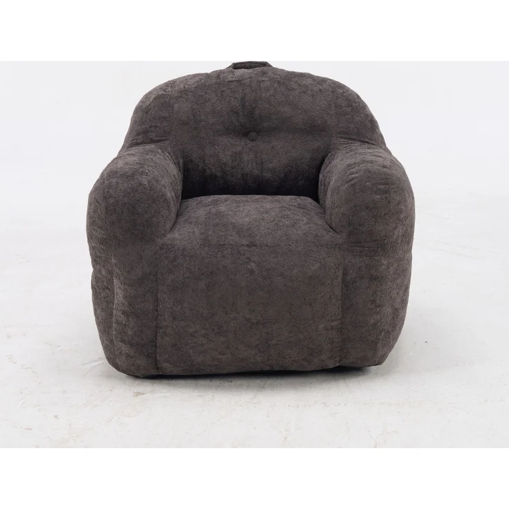 DESVIAE Sitzsack Dunkelgrau aus Kunstfell – 49x45x33 cm – Armlehnen – Bild 3