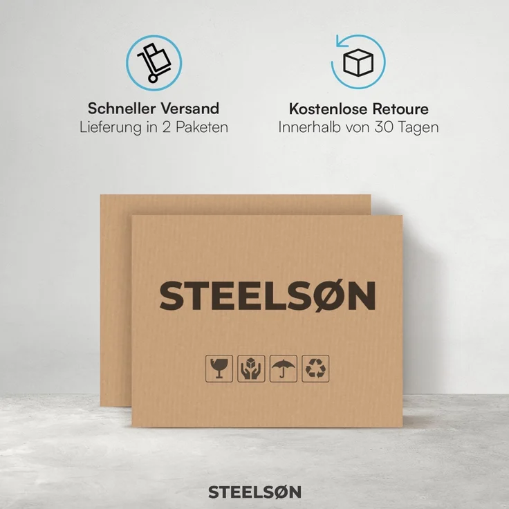 STEELSØN 'Lysira' Liegestuhl, klappbar & wetterfest, schwarz, Sonnenliege mit extra dicker Polsterauflage, verstellbarer Gartenstuhl, bis 200 kg belastbar, 2er Set – Bild 11