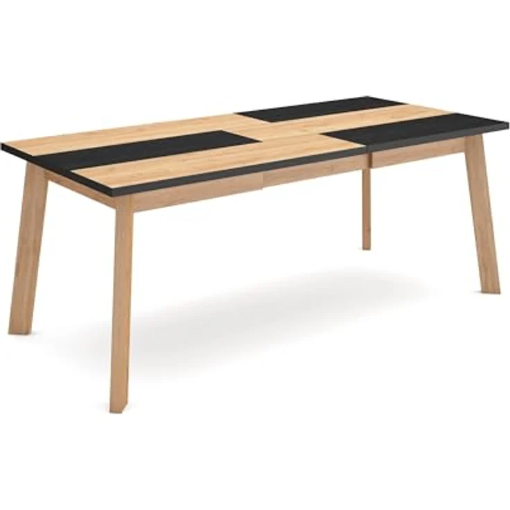 Skraut Home | Esszimmertisch | Küchentisch, Esstisch | 200 | Für 10 Gäste | Hölzerne Beine | Moderner Stil | Eiche Schwarz – Bild 1