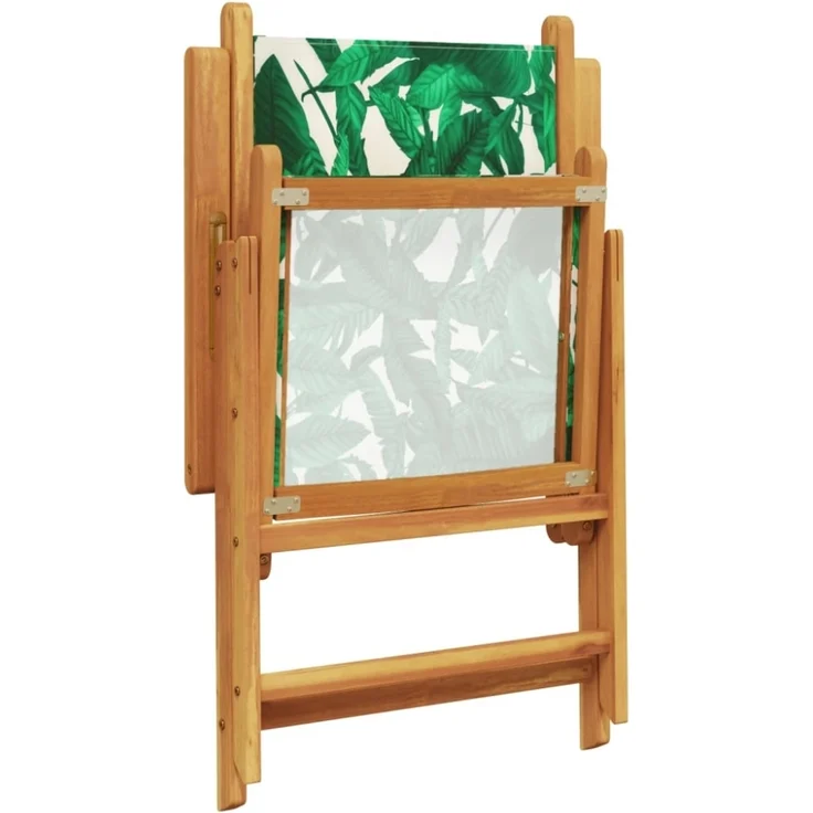 vidaXL Gartenstühle 2 Stk. Blattmuster Massivholz Akazie & Stoff 367661 – Bild 2