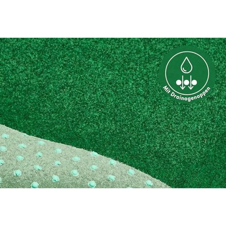 andiamo Kunstrasenteppich Field mit Noppen - Kunstrasen Outdoor zur Verwendung als Balkon Bodenbelag oder Poolteppich - witterungsbeständig rund 250 cm rund Grün – Bild 4