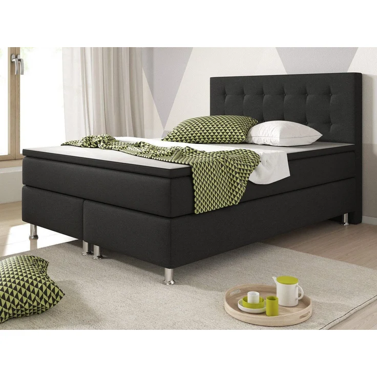 Homeline Boxspringbett 180x200 Boxspringbett mit Matratze 180 × 200 cm mit Toper wählbar (Boxspringbett Set, 5-St, Komplettes Box Springbett), Mit Toper – Bild 1