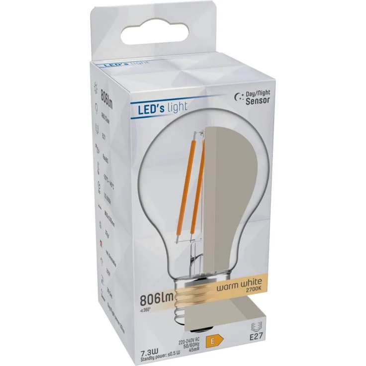 LED's light LED-Leuchtmittel 0611121 LED-Birne, E27, E27 mit Dämmerungssensor 7,3 Watt warmweiß AUTO EIN/AUS – Bild 2