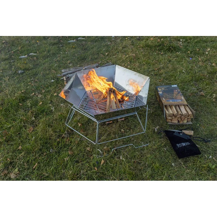 Origin Outdoors 'Hexagon' Grill- und Feuerschale, Edelstahl Silber, 45 x 52 x 22,5 cm – Bild 2