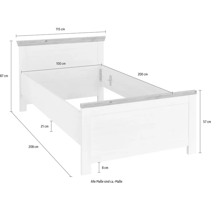 Home affaire Bett Florenz Doppelbett Landhausstil Bettgestell (100,140 oder 180/200cm), aus FSC®-zertifiziertem Holzwerkstoff, in 3 Breiten – Bild 3