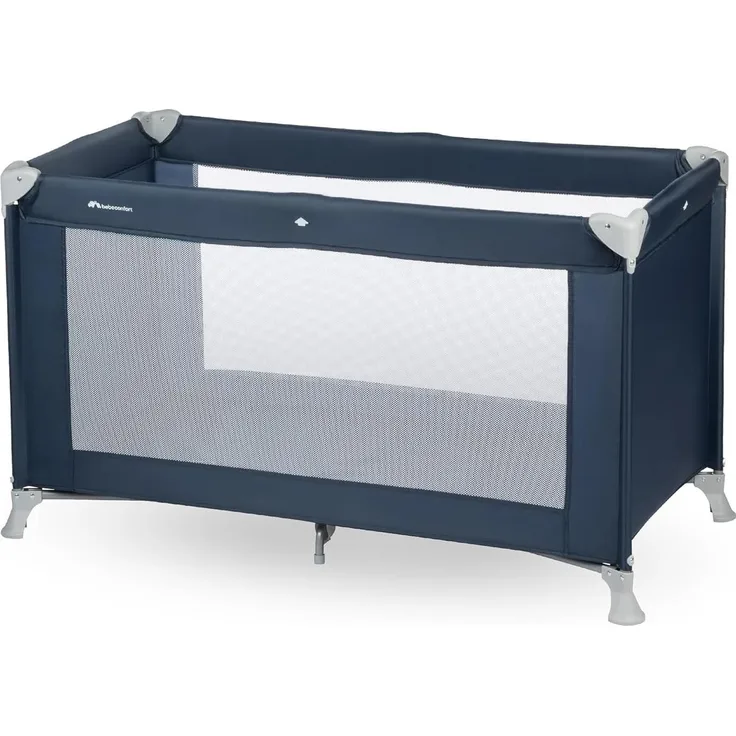 Bebeconfort Reisebett Soft Dreams, Zusammenklappbares Kinder-Reisebett inkl. Transporttasche, Höhenverstellbar und inkl. Matratze, nutzbar ab der Geburt bis ca. 3,5 Jahren (bis 15 kg), Navy Blue