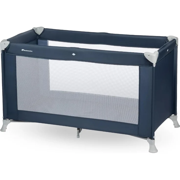 Bebeconfort Reisebett Soft Dreams, Zusammenklappbares Kinder-Reisebett inkl. Transporttasche, Höhenverstellbar und inkl. Matratze, nutzbar ab der Geburt bis ca. 3,5 Jahren (bis 15 kg), Navy Blue