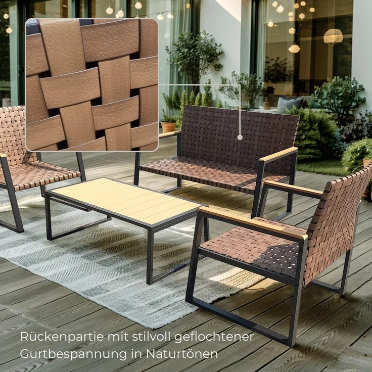 Gartenmöbel Lounge Outdoor Lounge Sitzgruppe Set 4tlg Balkon Lounge Taupe Sahara – Bild 6