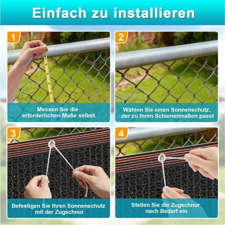 Clanmacy Sonnensegel Schattiernetz 300x300cm HDPE UV-beständig Schwarz Geeignet für Gärten – Bild 4
