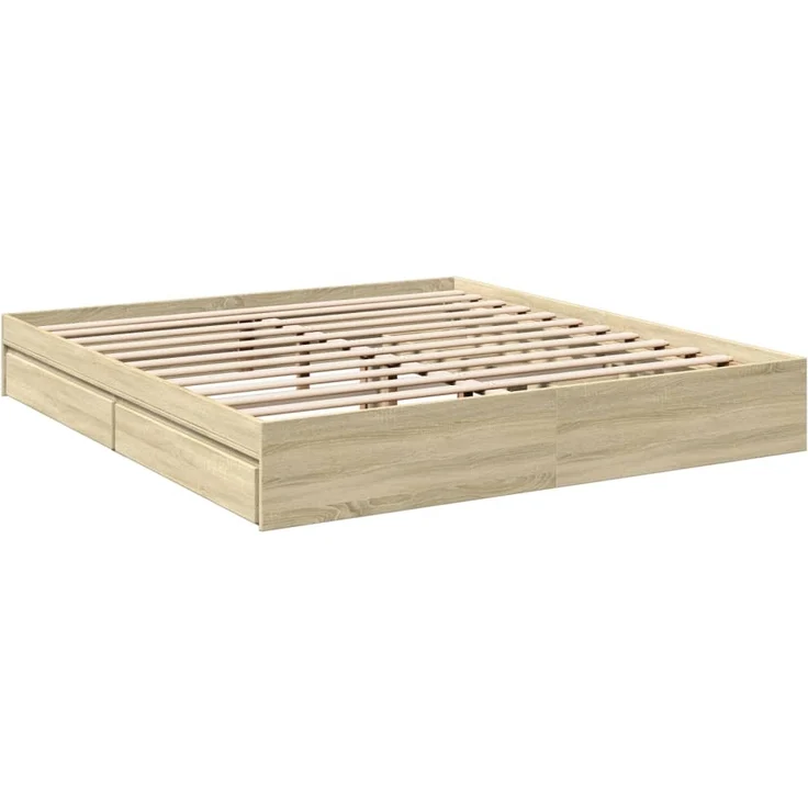 vidaXL Bettgestell mit Schubladen Sonoma-Eiche 180x200cm Holzwerkstoff 3280638 – Bild 3