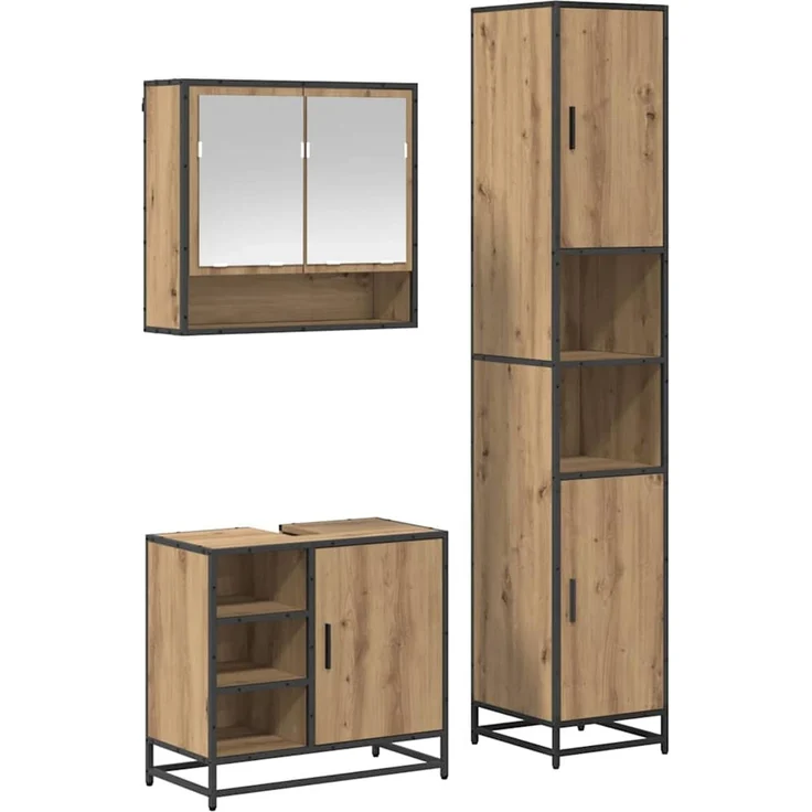 vidaXL Badezimmermöbel-Set 3 stk. Artisan-Eiche 35 x 37,5 x 188,5 cm 3402439 – Bild 2