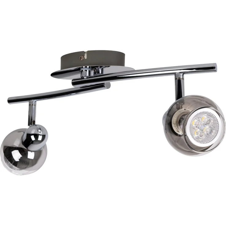 näve Deckenspots Boccia, LED wechselbar, Warmweiß, 2flg. incl. LED GU10 6W, chrom, Glasschirm, verstellbare Spots, l:41cm – Bild 3