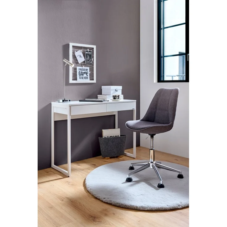 Carryhome 'CALAIS' Schreibtisch, MDF Metall weiß, 102 x 77 x 40 cm, mit 2 Schubladen – Bild 5