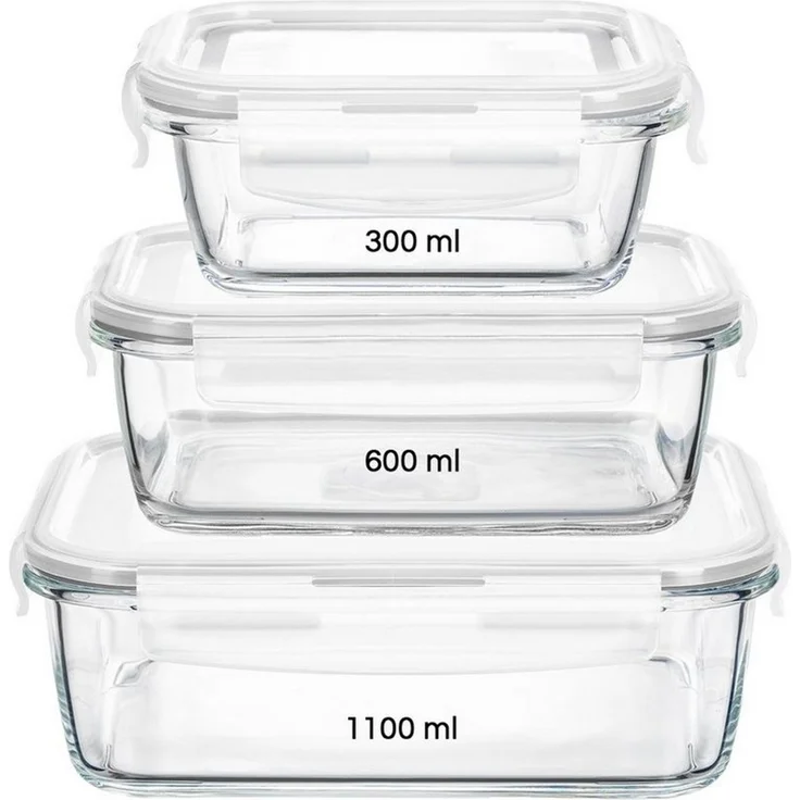 KONZEPT Frischhaltedose Frischhaltedosen mit Deckel, Vorratsdosen mit Deckel, (300 - 1150 ml, Set 2 Stk), spülmaschinenfest, Aufbewahrungsbox Auslaufsicher Luftdicht – Bild 3
